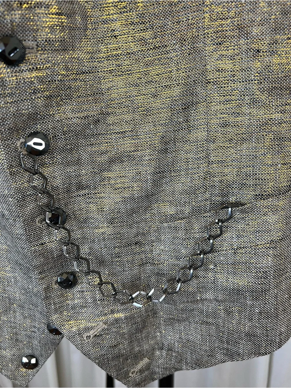 Ali Rahimi for Mon Atelier Bespoke Y2K Gold-Gray Studded Men's Vest